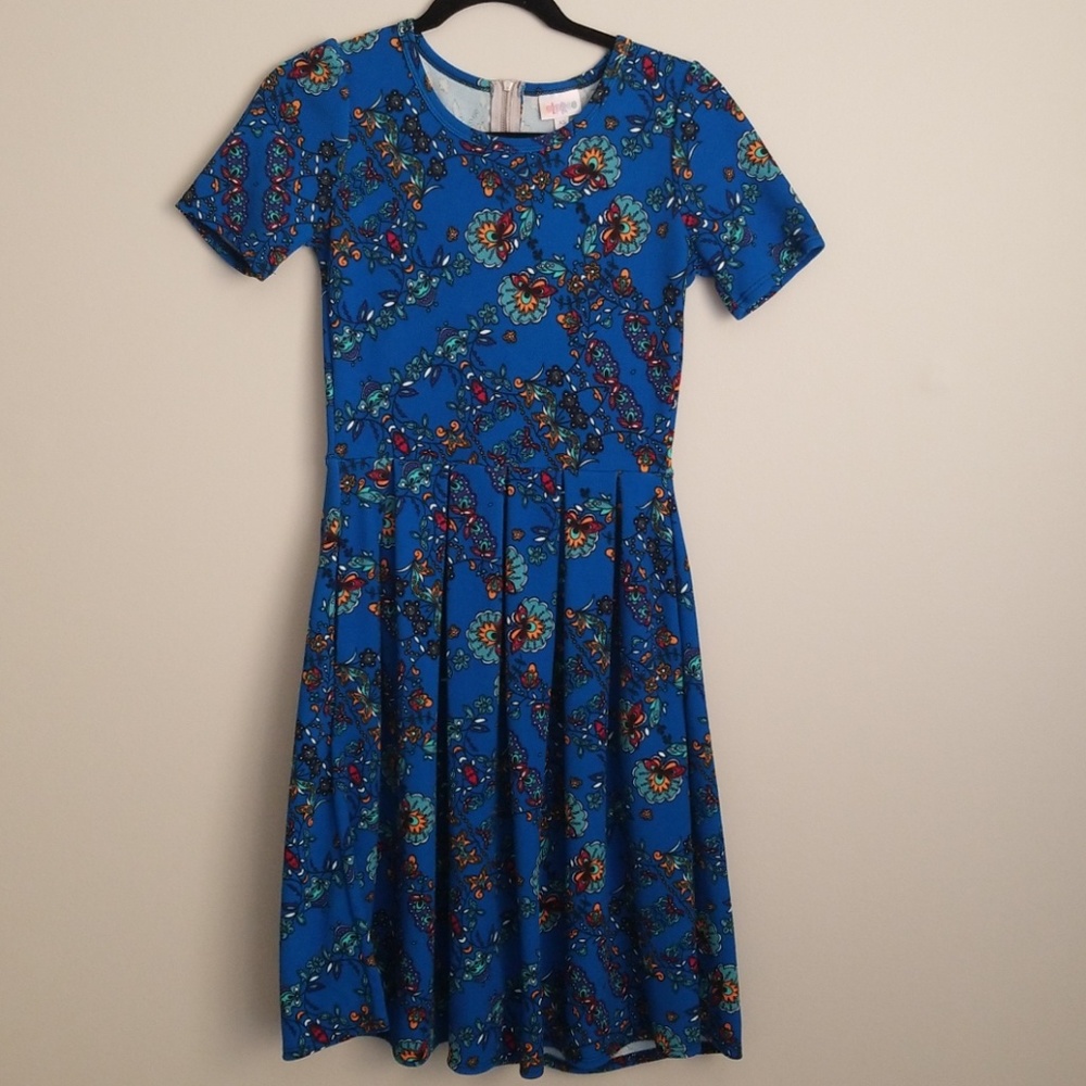 *POCKETS* Blue Flowery Pattern Sleeved Dress